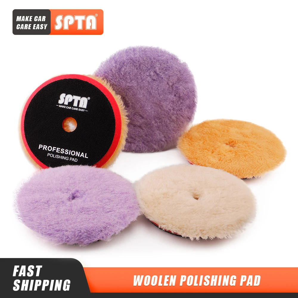 

(Single Sales)SPTA 3"/5"/6" Wool Polishing Pad High Density Lambs Woollen Polish buffing Pad for Car Polisher