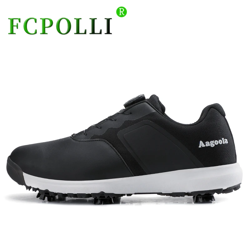 

Professional Spikes Golf Shoe Man Large Size 46 47 Men Gym Sneaker Genuine Leather Mens Golf Training Quick Lacing Golf Sneakers