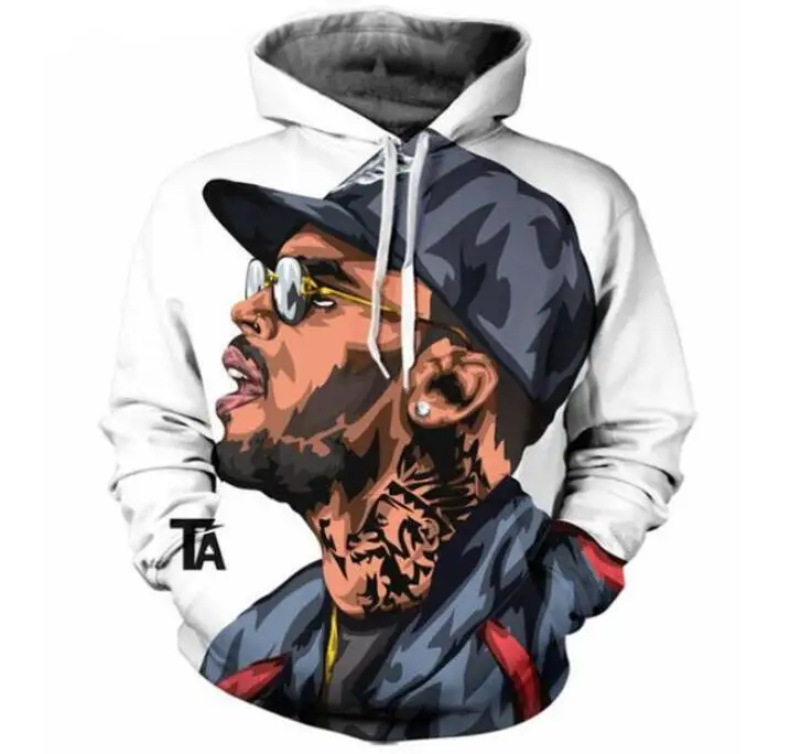 

New Fashion Couples Men Women Unisex Cartoon Characters Singer Chris Brown 3D Print Hoodies Sweater Sweatshirt Jacket Pullover