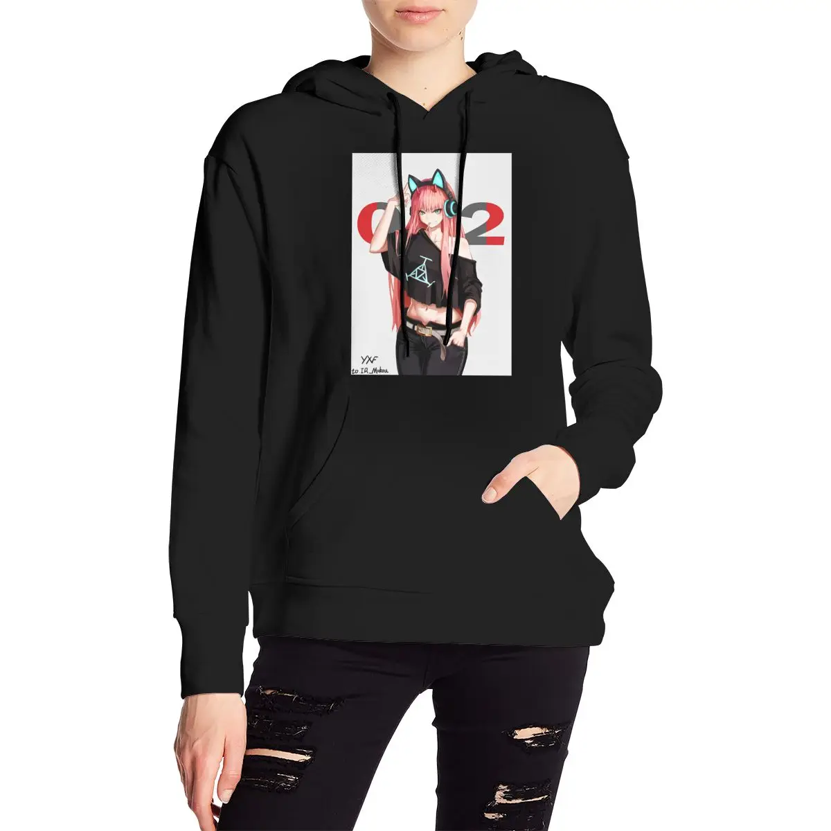 

Anime Cartoon Graphic Print sweater 90s Women Crop Top Ero Two Pink Girl 002 Goro Hiro hoodie Tops Streetwear