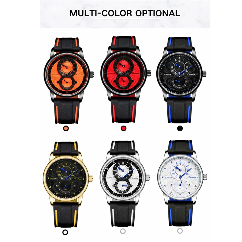 

GLODENHOUR Sport Top Brand Men's Watches Leather Band Luxury Mechanical Wristwatches Luminous,Calendar,Stop Watch Watch
