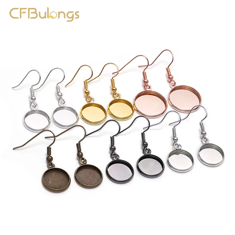 

10 PCS Of Non-Fading 10-25mm Tray Cabochon Earrings Hook Cameo Blank Base Set For Handmade Make DIY Jewelry