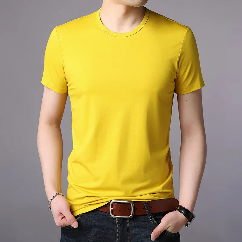 

2020 early spring new trend men's short-sleeved T-shirt Korean version of the self-cultivation round neck print shirt men's half