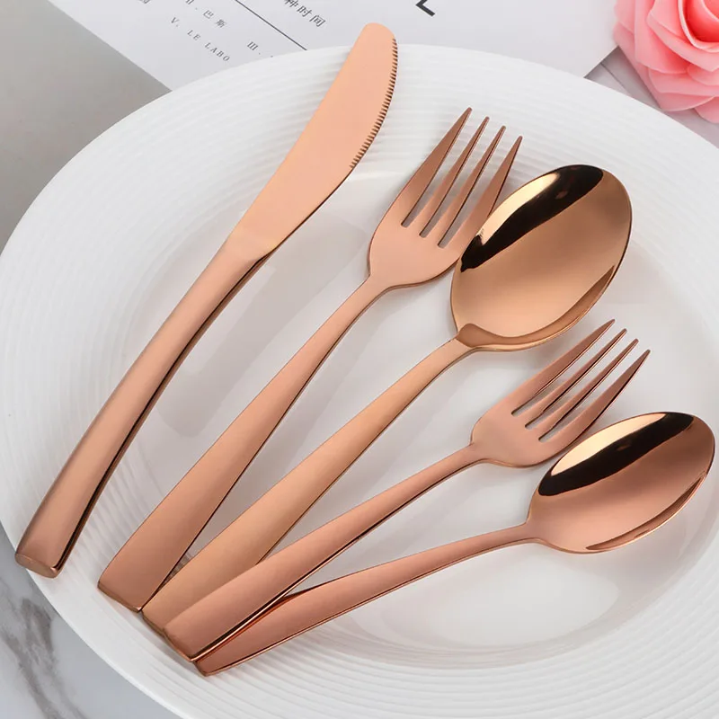 Rose Gold 30pcs 30 шт радужные Красные столовые приборы набор столовая посуда из нержавеющей стали набор черных столовых приборов ресторанный нож Вилка Набор Западная обеденная посуда - Цвет: Rose Gold 30pcs