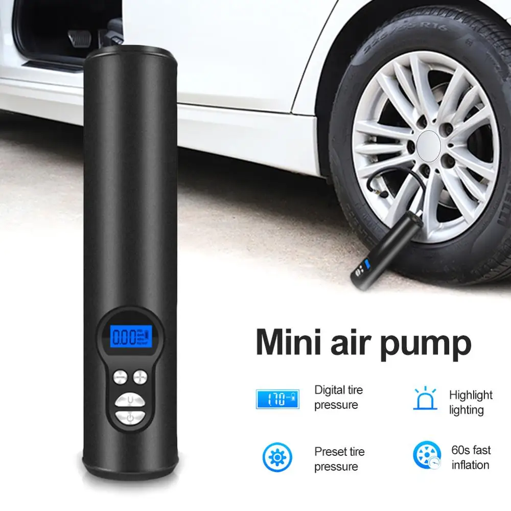 Tyre Inflator With LED Light Bike Pump Portable Car Air Compressor Wireless Mini Inflatable Electric Tire Pump Rechargeable 2017 inflatable mushroom model with led light