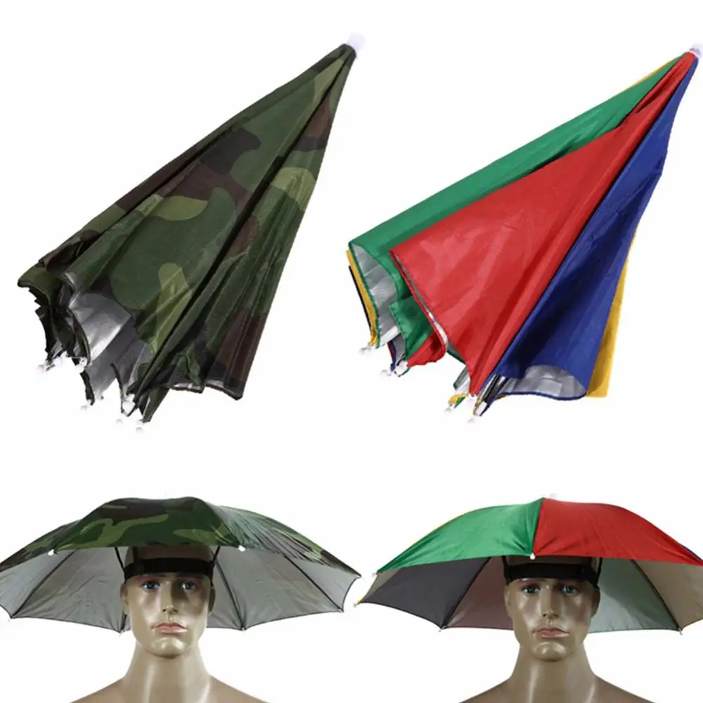 Portable Head-mounted Umbrella 55cm Sun Shade Lightweight Camping Fishing Hiking Festival Outdoor Parasol Foldable Cap | Спорт и