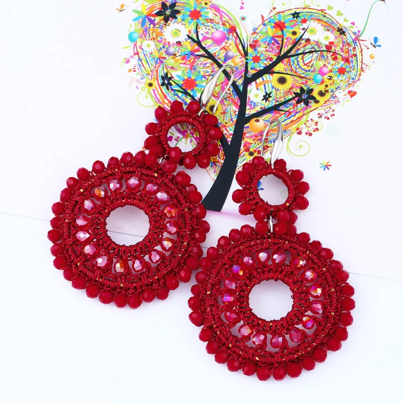 Серьги в форме капли воды для женщин граненые бусины ручной работы хрустальные