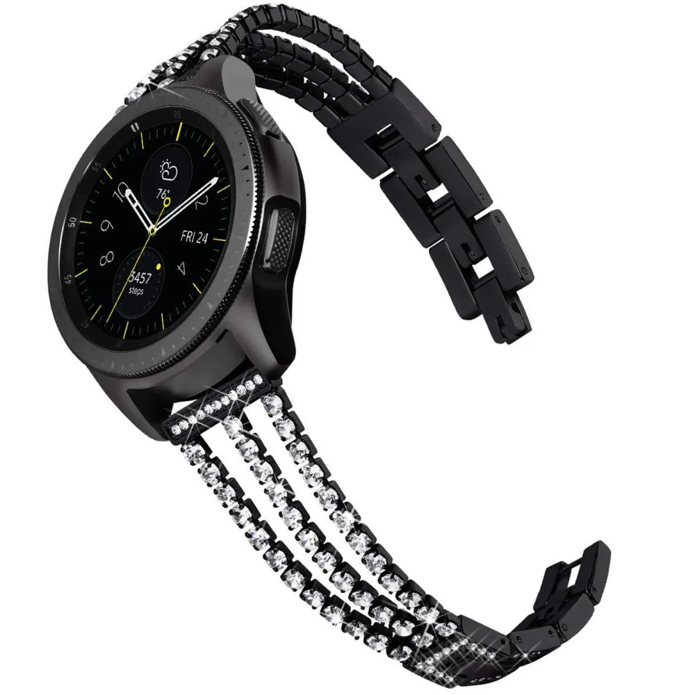 Роскошный Алмазный браслет из нержавеющей стали для samsung gear Sport/Galaxy Watch 42 мм/Active 2 ремешка 20 мм металлический браслет
