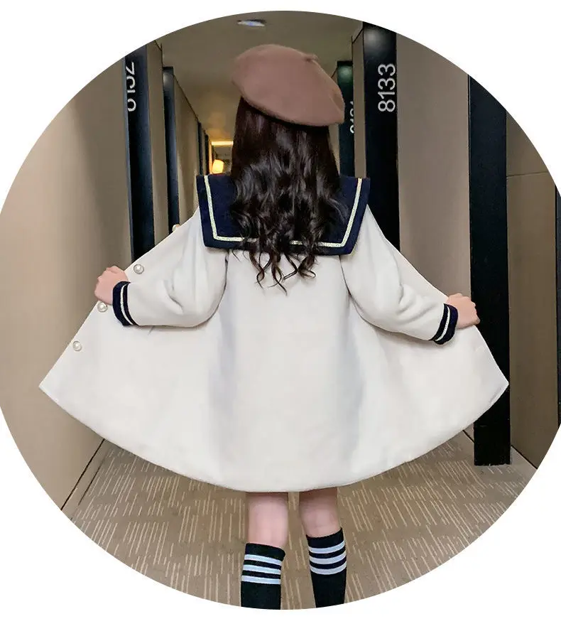 

Girls' Woolen Coat Autumn and Winter Coat, Big Children's Woolen Coat 2021 New Fashion Children's Autumn Clothing