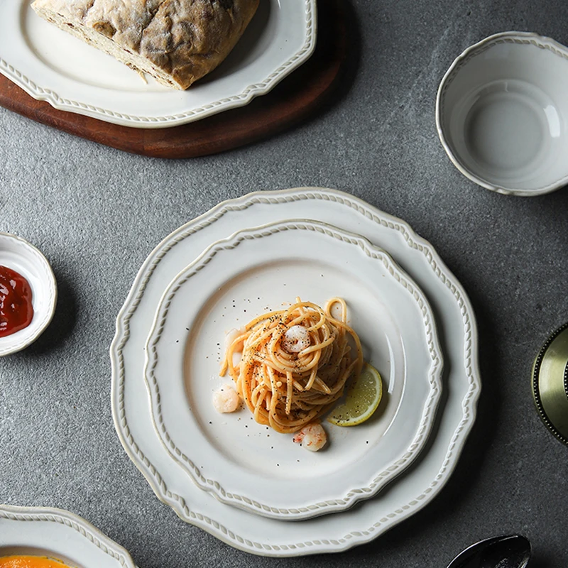 1 шт. рельефная тарелка RELMHSYU в европейском стиле ретро обеденные тарелки кружка