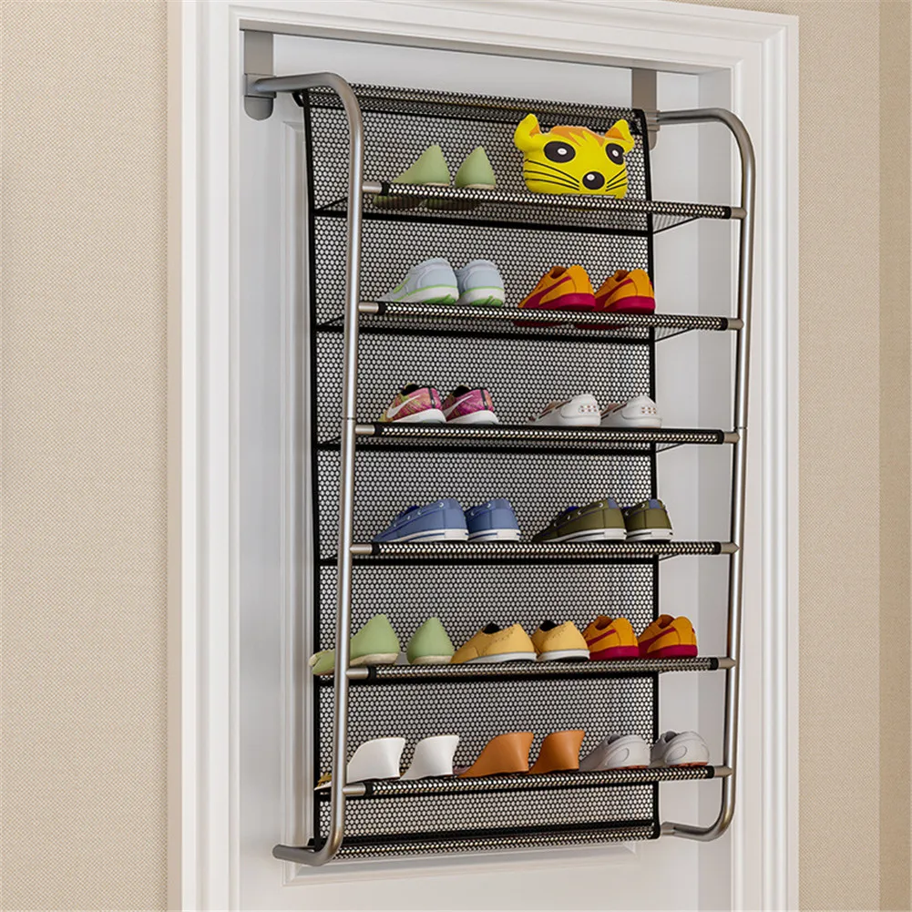 6 слойная стойка для хранения обувного шкафа с 2 прочными металлическими крючками
