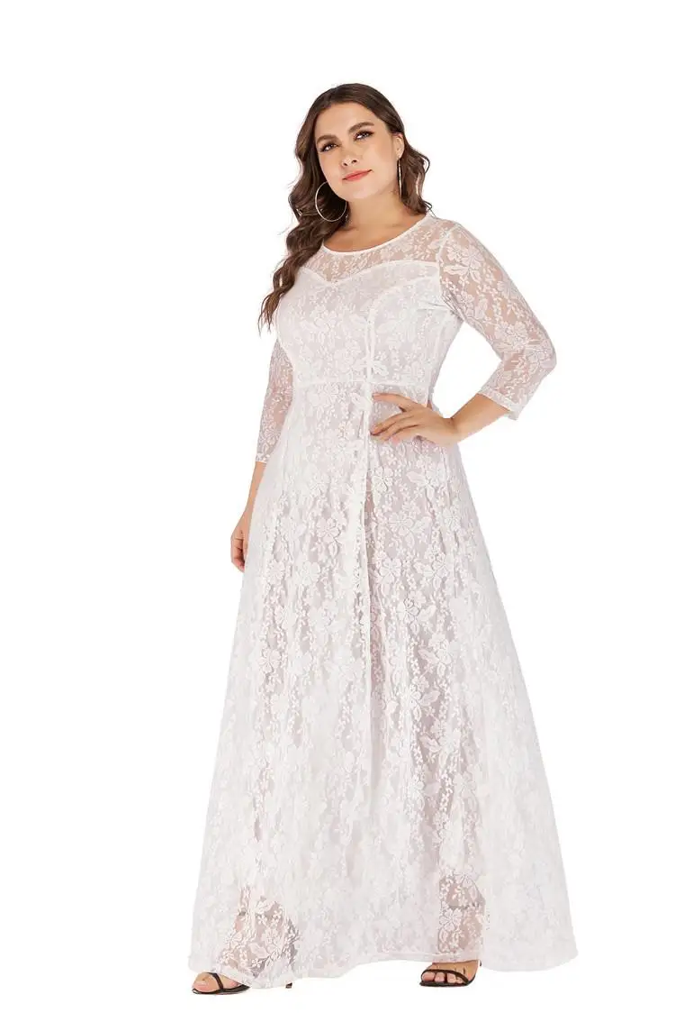 Кружевное платье длиной до пола 5xl 6xl, большие размеры, Женское зимнее платье, элегантное вечернее винтажное Длинное Макси платье, большие размеры, vestidos