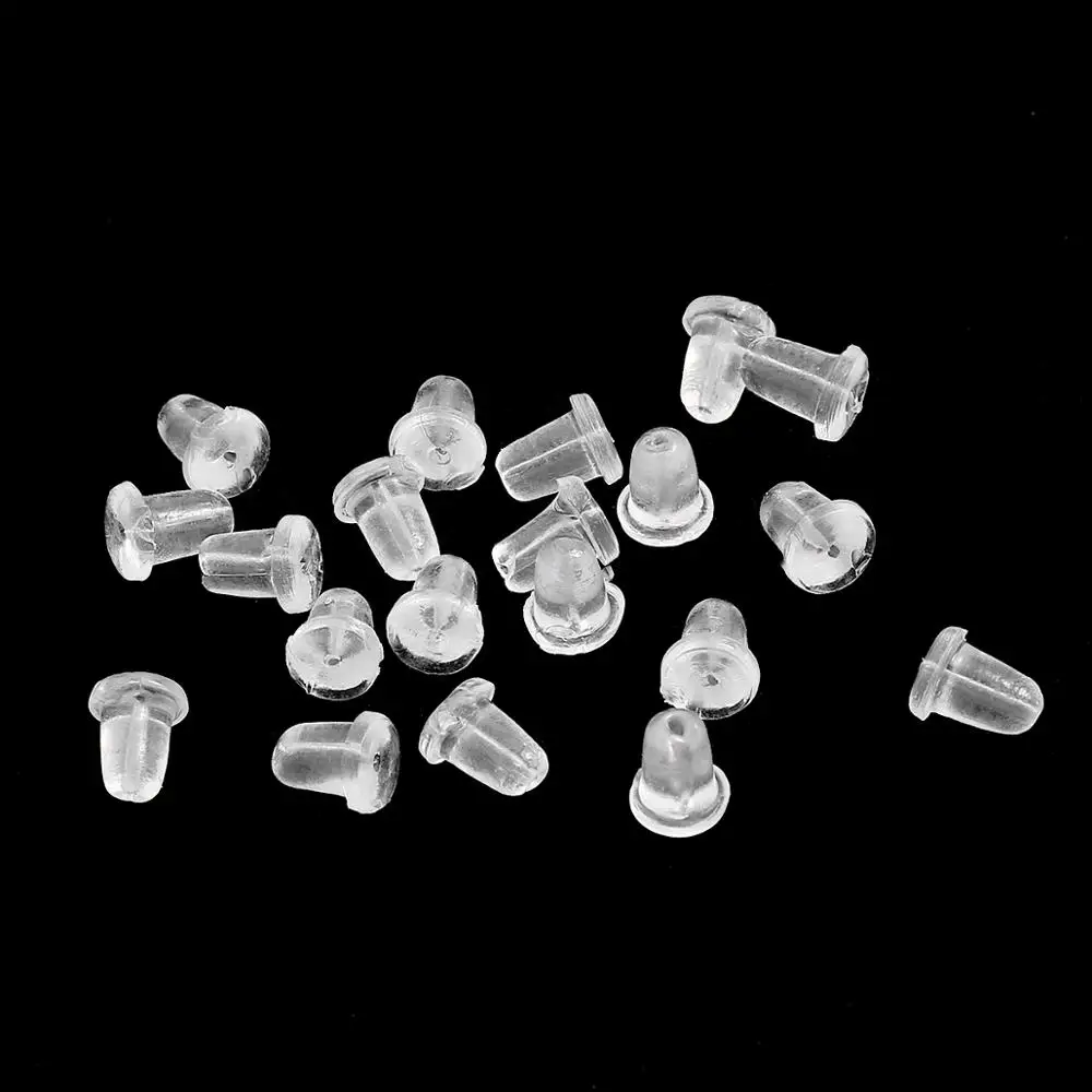 200pcs/lot Rubber Earring Back Silicone Round Ear Plug Blocked Caps Earrings Back Stoppers For DIY Parts Jewelry Findings Making