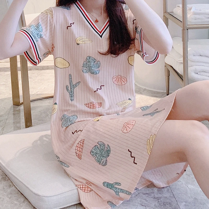 Халаты женская одежда для сна летняя домашняя Свободная Повседневная дышащая с
