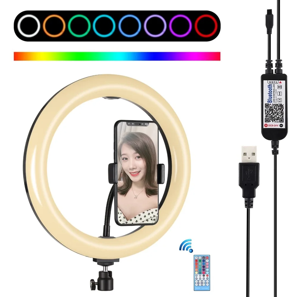 PULUZ 10 2 &quotUSB RGBW затемненный светодиодный кольцевой светильник Vlogging для фотостудии