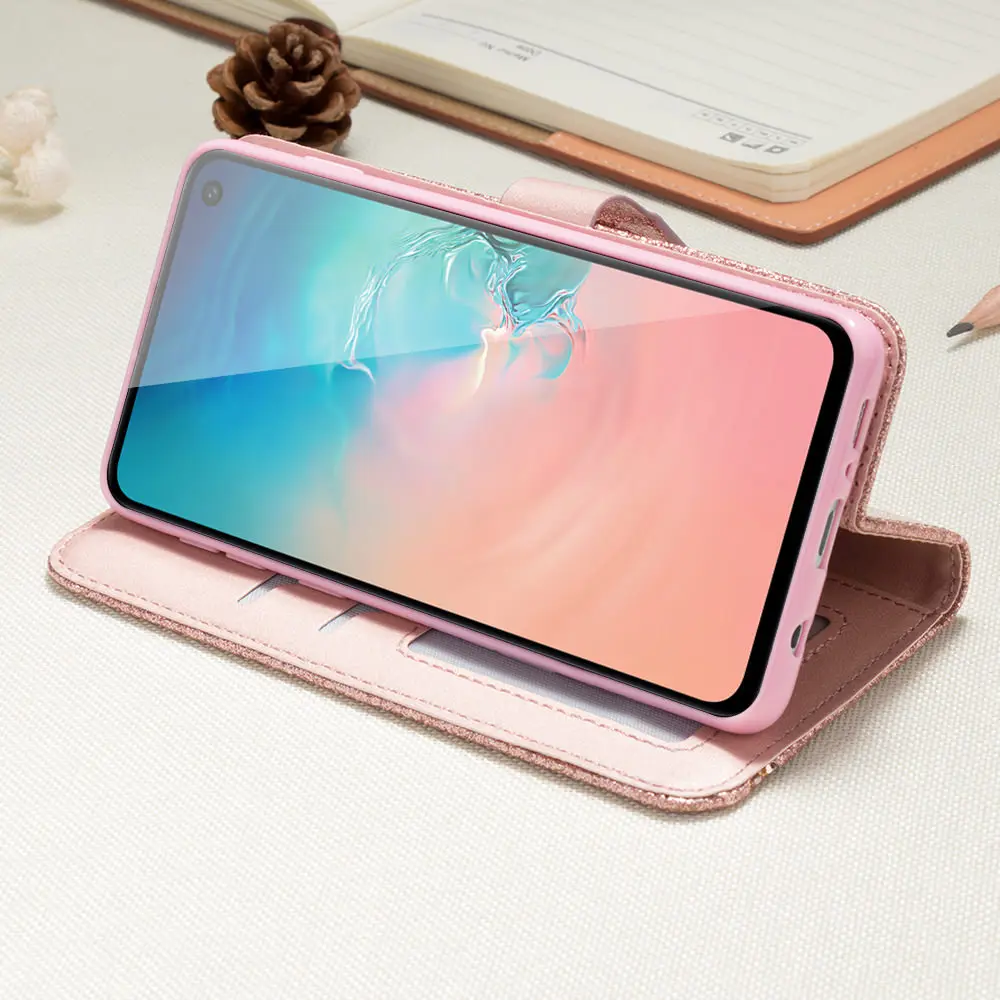 Шикарный Блестящий чехол для телефона Samsung S10 S10Ee S8 S9 Plus S7 Edge с откидной крышкой