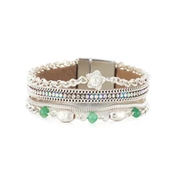 ornapeadia bohemian multilayer chain turquoise bracelet for women fashion small flower female bracelet magnet buckle bangles