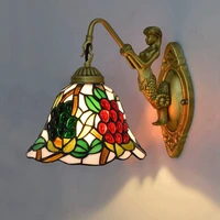 european style vintage tiffany colored glass living room dining room bedroom bar club aisle grape beauty wall lamp