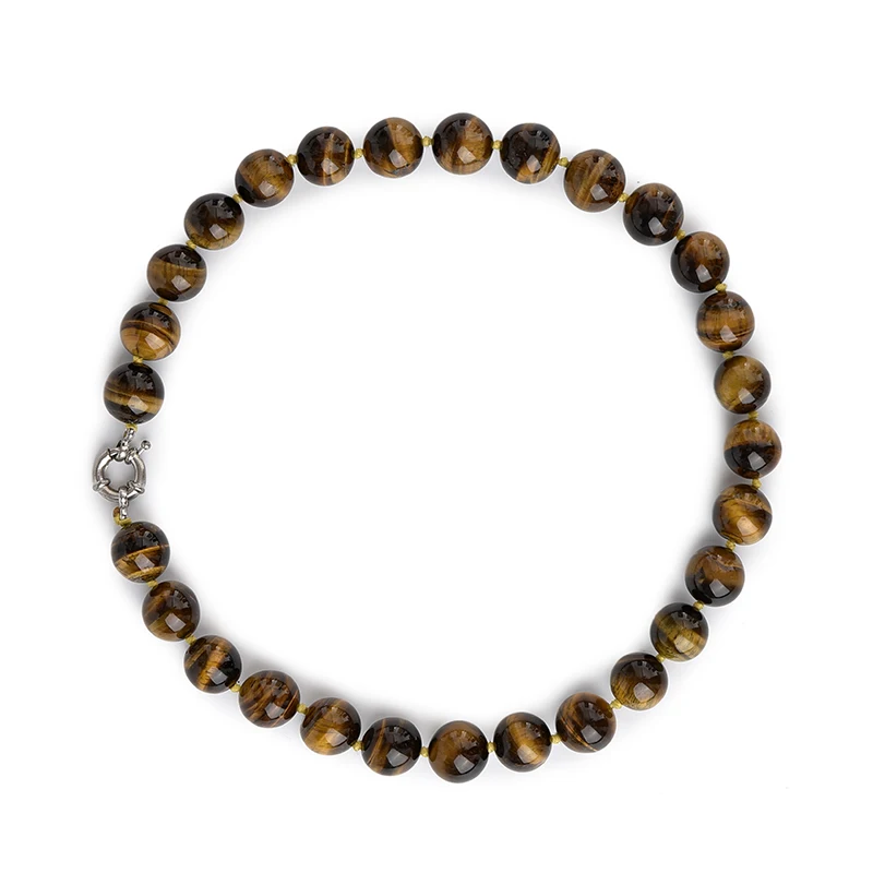 Натуральный тигровый глаз камень драгоценные камни ожерелья 10 мм бусины Сделай