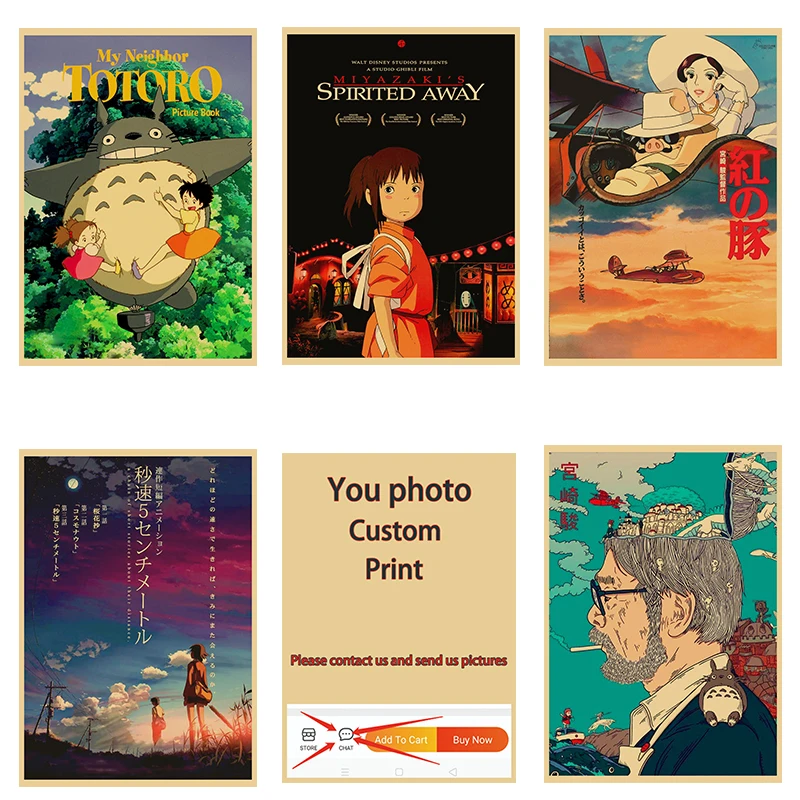 

Japanese Anime Hayao Miyazaki My Neighbor Totoro Kraft Paper Poster Decoration Home Room Gift Art Painting Wall Sticker Custom
