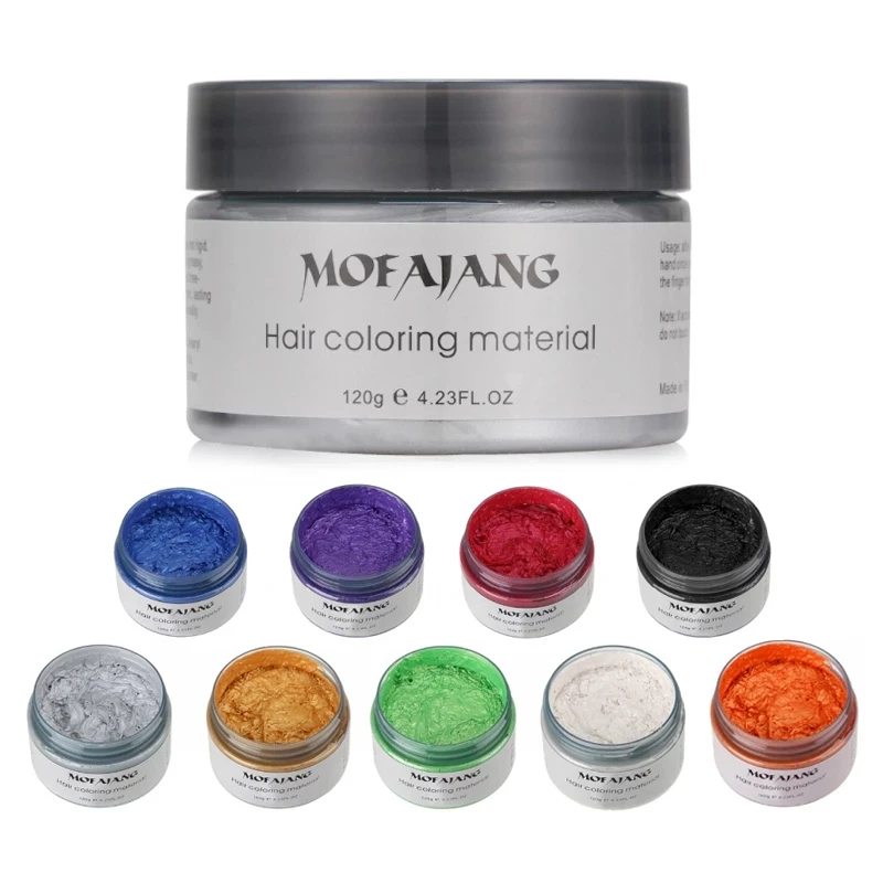 7PCS/lot Color Hair Wax Styling Pomade Silver Grandma Grey Temporary Hair Dye Disposable One-time Use Molding Coloring Mud Cream