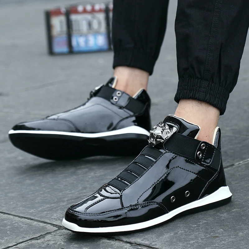 New Men's Sneakers High Top Sequined Rivet Men Flat Shoes Casual Zapatos Hombre Male zapatillas hombre Flats Botas | Обувь