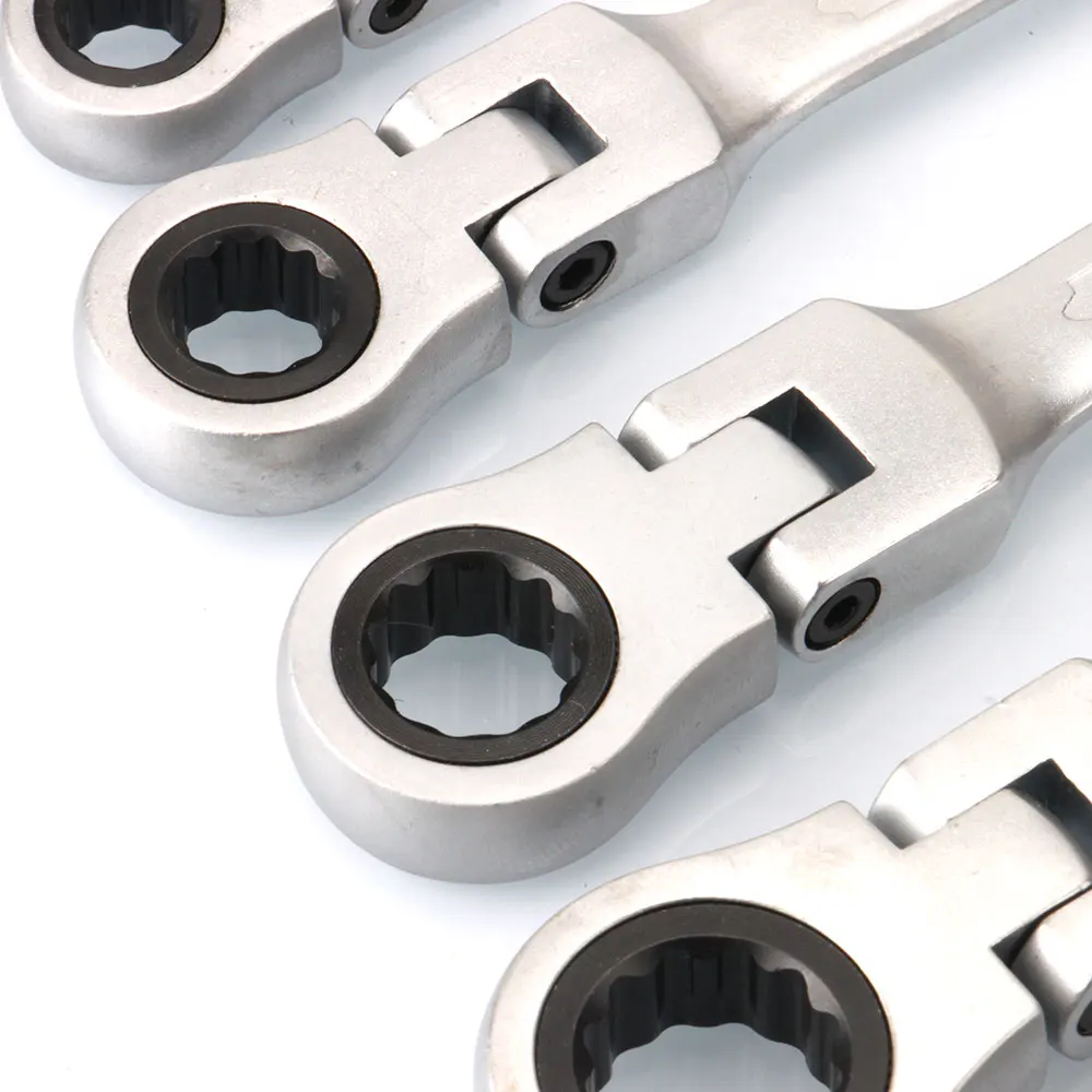 

5Pcs Flexible Head Ratchet Wrench Spanner Set of Multitools Matte Finish 72 Teeth Ratcheting with Portable Plastic Rack Storage