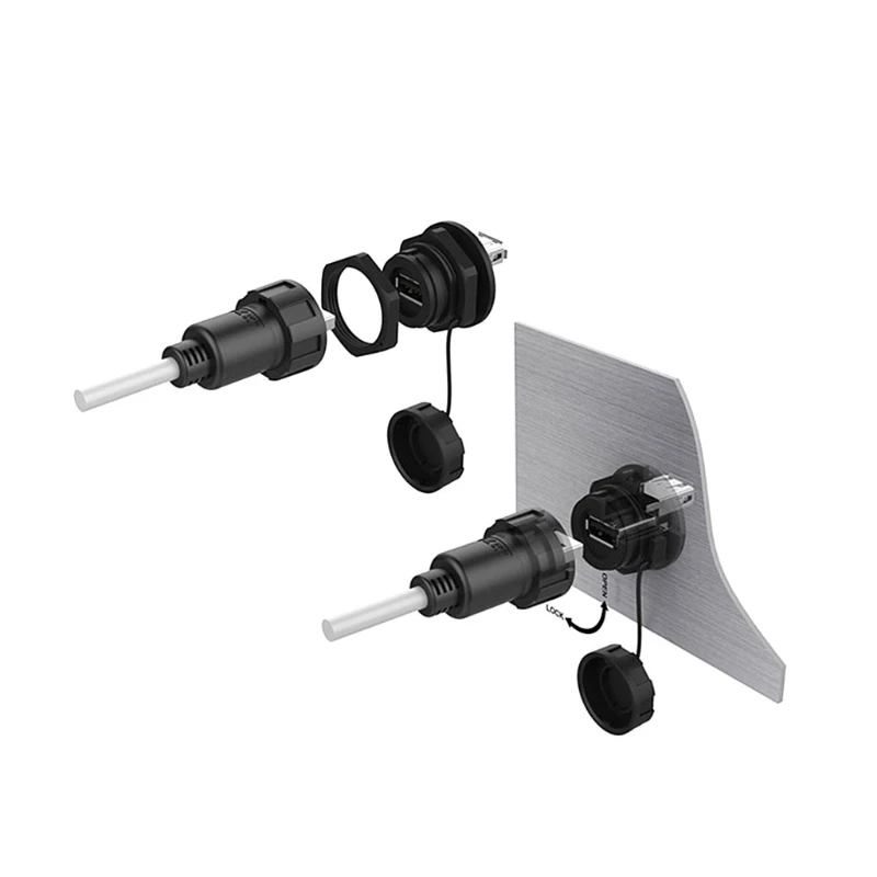 Гнездо USB адаптер для монтажа на панель водонепроницаемый разъем IPL7 с