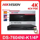 Сетевой видеорегистратор Hikvision, 4 канала, DS-7604NI-K14P, PoE, 4K, H.265