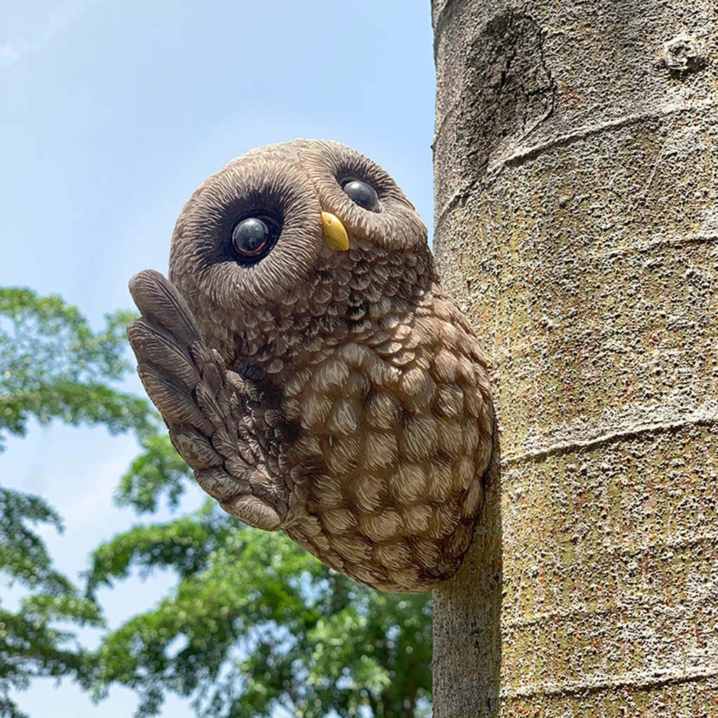 

Owl Tree Hugger Garden Peeker Yard Art Owl Statue Resin Animal Sculpture Tree Sculpture Garden Decoration Ornament