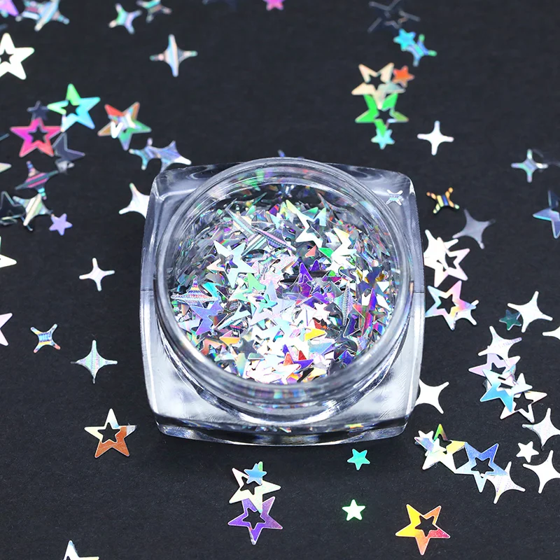 BORN PRETTY Star блестки AB красочные 3D украшения для дизайна ногтей Серебряный