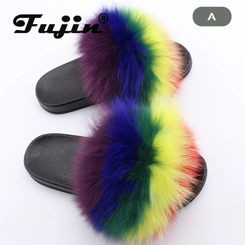 Женские меховые шлепанцы Fujin белые на платформе новинка летнего сезона