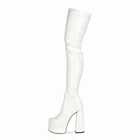 Модная женская обувь Arden Furtado 2021, зимние элегантные женские сапоги с круглым носком на массивном каблуке, белые высокие сапоги до бедра 44 45