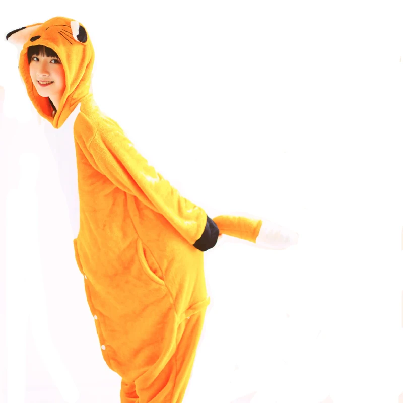 Фокс Onesies для взрослых животных цельнокроеные пижамы женские мужские кигуруми