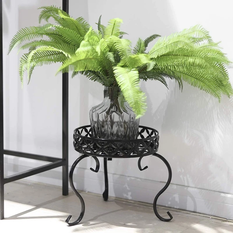 

Metal Small Plant Stand Indoor Outdoor Floor Flower Pot Holder Rack/Round Iron Potted Plant Stands Black