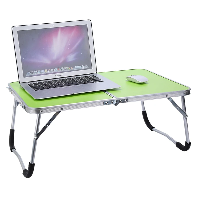 

2PCS Adjustable Portable Laptop Table Stand Folding Computer Reading Desk Bed Tray, White & Green