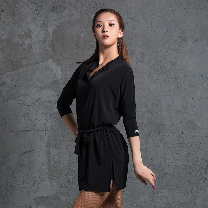 Hot Fashion Latin Dance Practice Dress Female Adult Ballroom Clothes Autumn Long-Sleeve Irregular Sexy Dresses DWY4803 | Тематическая