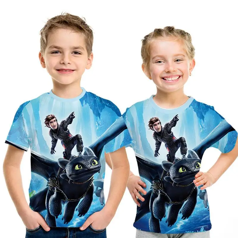 2019 Новая летняя футболка для малышей с 3D принтом Как приручить дракона топы