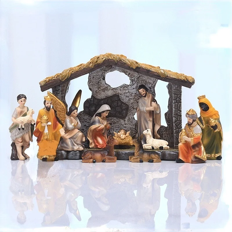 

Nativity Manger Sets Scene Decoration Holy Family Figurine Birth of Jesus Statue Christ Church Ornaments Home Decor Miniature