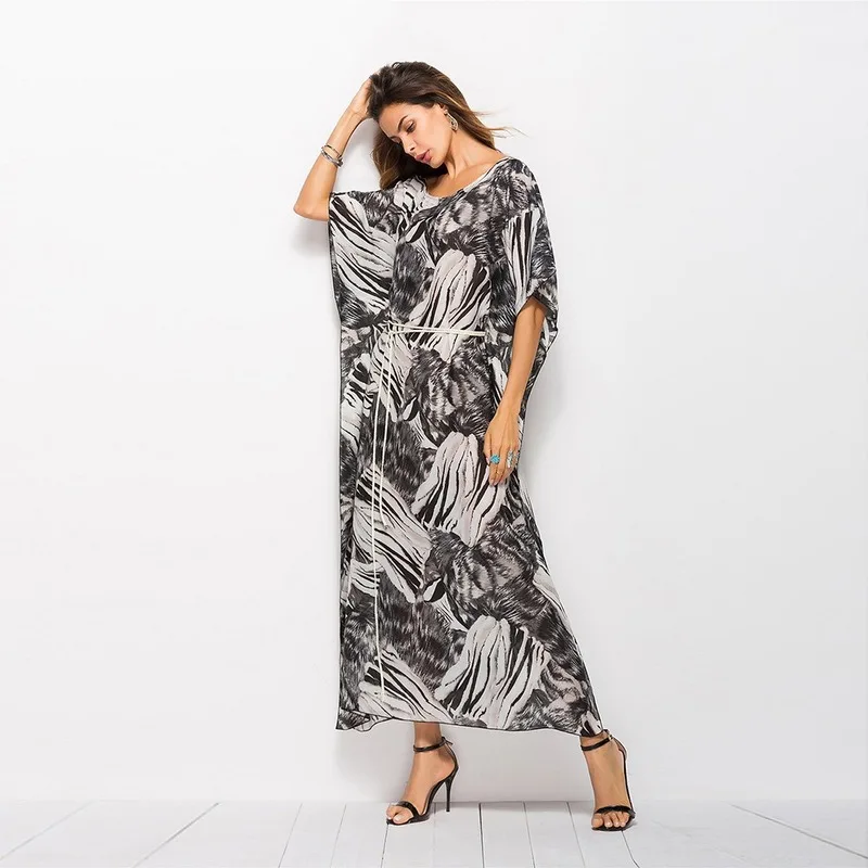 Женское шифоновое платье летнее с богемным принтом свободное повседневное