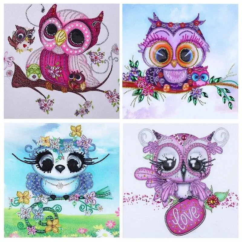 

DIY Cartoon Owl Special Shaped 5D Diamond Painting Cross Stitch Rhinestones Embroidery Kits Unique Kid's Educational Gift