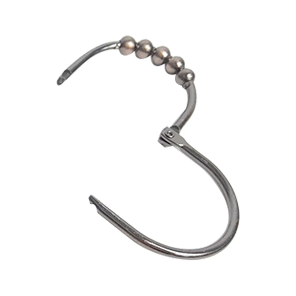 

12pcs Curtain Hooks Accessories Stainless Steel Rings Bathroom Hardware 5 Roller Ball Polished Home Professional Rod Shower