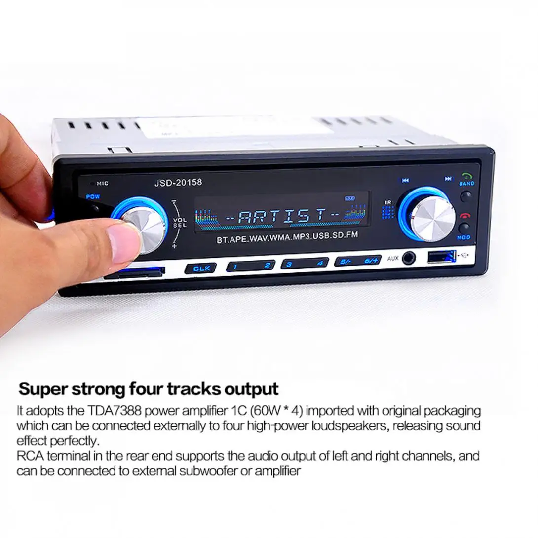 Цифровой автомобильный стерео Bluetooth аудио музыкальный MP3 плеер 1 DIN в тире FM радио