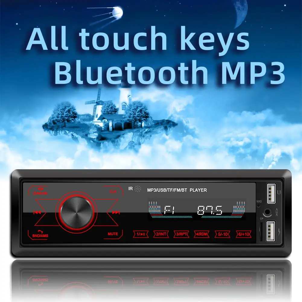 Reproductor Multimedia con Bluetooth para coche, Radio estéreo con pantalla táctil, MP3, reproductor de música con luz colorida para receptor de entrada de coche 2020
