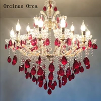 french romantic red crystal chandelier living room dining room bedroom european luxury led wedding gift crystal lamp
