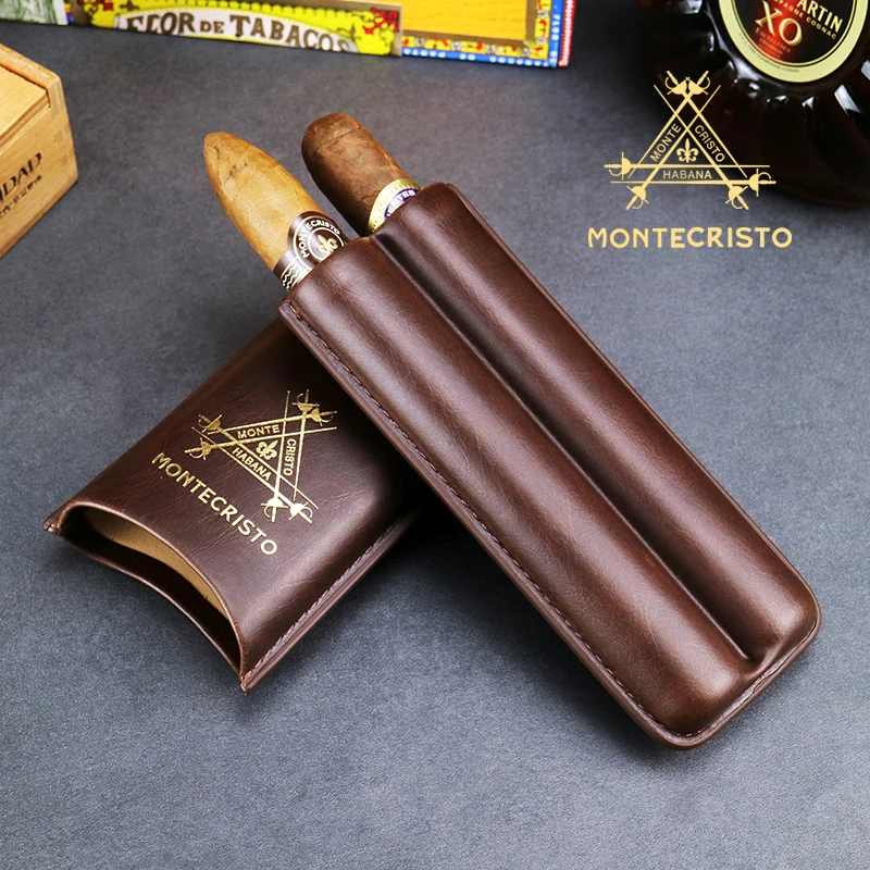 Новинка Дорожный Чехол из коровьей кожи Монтекристо с 2 сигарами сумка хьюмидор