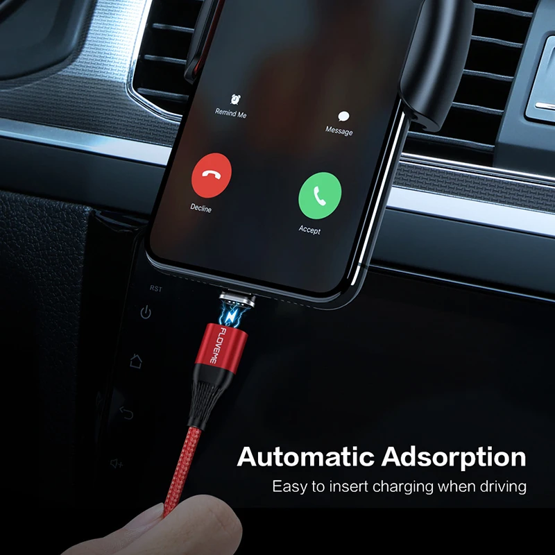 Магнитный кабель FLOVEME Micro USB Type C Lighting для iPhone 1 м 3 А быстрой зарядки магнитное