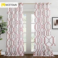 nicetown 2 color decoration sheer curtains geometric alternation for porch exterior voile with grommet christmas curtains