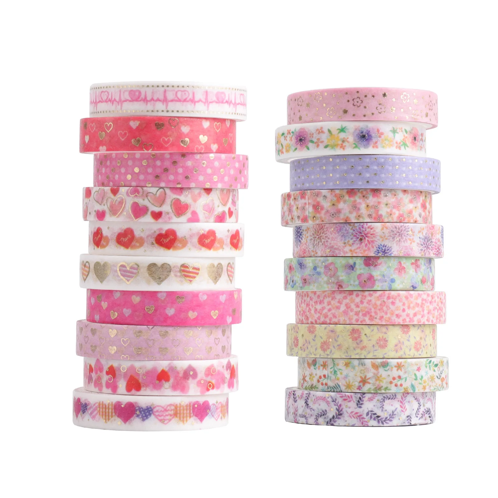 20pcs Red Heart Flower Collection Washi Tape Set 8mm Lace Love Pink Floral Adhesive Masking Tapes Gift Stickers Decoration A6076