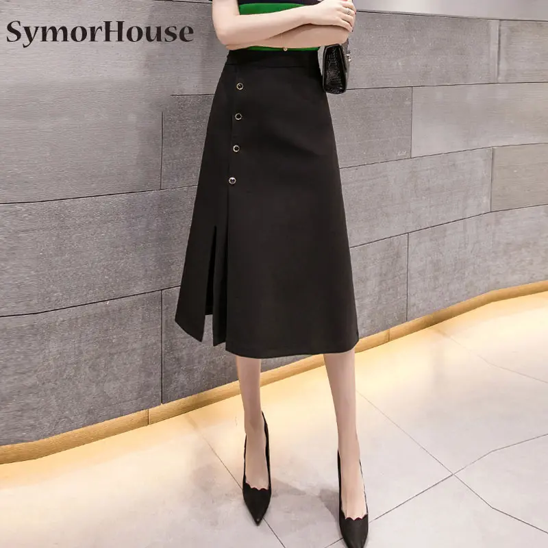 S-5XL модная новинка женское черное платье трапециевидной формы юбка с высокой